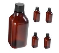 Vaguelly Pharmaceutical Liquid Medicine Bottles 5pcs 200ml Amber Plastic Containers with Secure Lids for Travel Toiletry Storage and Refilling