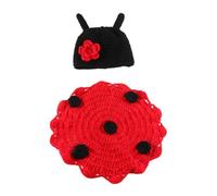 Vaguelly Photography Prop Set Newborn Unisex Knitted Ladybug Cape Costume with Hat and Pants for Photo Shoot