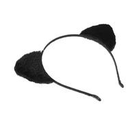 Vaguelly Plush Cat Ears Headband for Women with Secure Hold and Versatile Use, Soft Black Fuzzy Hairband for Spa and Makeup Application, Cute and Stylish Plush Design