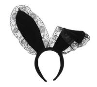 Vaguelly Plush Lace Rabbit Ear Hair Hoop Black Non-slip Party Headband for Women Cosplay Photo Prop Sweet Animal Ears Headdress