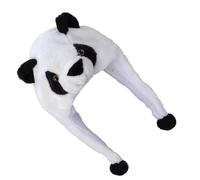 Vaguelly Plush Panda Animal Hat with Ears for Adults, Elastic Winter Hat Featuring Two Dangling Flaps with Pom Poms, Keeps Neck, Face, and Ears Warm, for Shows and Performances