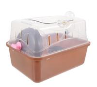 Vaguelly Portable Hamster Carrier Case Plastic Travel Pet Cage for Hamsters and Small Animals with Coffee Colour and Safe Container Feature, for Walking and Hiking Outdoors