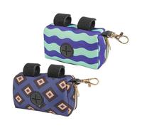 Vaguelly Portable Infant Diaper Bag Dispenser and Diaper Trash Bag Container for Baby, Small Lightweight Plastic Holder for Outdoor Travel, 2pcs Set (Purple + Wave Pattern
