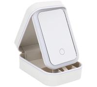 Vaguelly Portable Makeup Case with LED Lighted Mirror Small Travel Organizer for Cosmetics and Jewelry Sl ream Box for Outdoor and Everyday Use