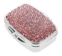 Vaguelly Portable Mini Case Pill Organizer Metal with Multiple Individual Compartments Easy to Carry Secure Storage Pink for Daily Use Travel