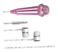 Vaguelly Portable Mini Wired Microphone for Singing and Voice Recording, Compact Phonemic Microphone Compatible with Smartphones, Practical Little Mic for Karaoke and Mobile Use (rose Red)