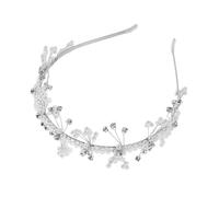 Vaguelly Princess Tiara Headband for Faux Pearl Flower Girl Hairband Elegant Birthday Wedding Hair Accessories Versatile Fairy Tale Crown