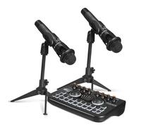 Vaguelly Professional Podcast Equipment Bundle Dj Mic with Live Sound Card and Voice Changer for PC Phone Streaming Singing Gaming Use Audio Mixer Soundboard with Monitoring and Versatile