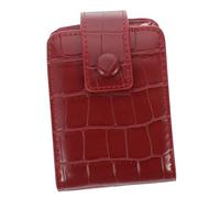 Vaguelly PU Mini Lipstick Holder with Built Mirror Fashionable Cosmetic Bag Organizer for Travel Camping Parties Lightweight Red Pattern Storage Pouch for Makeup and Cards