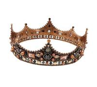 Vaguelly Queen Baroque Crown Retro Rhinestone and Pearl Bridal Headwear for Wedding Prom Evening Party