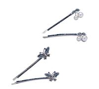 Vaguelly Rhinestone Butterfly Hair Clips Set of 2 Pairs Women’s Crystal Hair Barrettes with Water-Drop Crystal for Wedding and Daily Styling