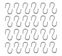 Vaguelly S-Shaped Hooks Easy to Hang Without Tools Stainless Steel 30pcs Heavy Duty Utility Hooks Silver for Hanging Aprons and Spoons for Home and Kitchen Organization