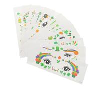 Vaguelly Saint Patrick's Day Temporary Stickers 12 Sheets Shamrock Face Decals for Festival Party Adults and Boys and Girls Irish Holiday Body Art Accessory