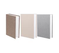 Vaguelly Set of 3 Decorative Linen Faux Books Storage Boxes with Book Shaped Design for Model Rooms and Home Easy to Clean Natural Minimalist Style