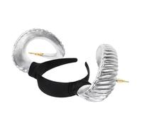 Vaguelly Silver Single Horn Halloween Headband with Gold Accent Demon Devil Hairband for Women Renaissance Cosplay and Halloween Party Photo Prop Accessory