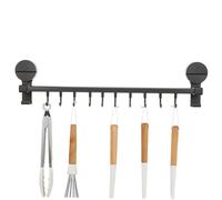 Vaguelly Sliding Rail Kitchen Utensil Rack with Hooks Suction Cup Wall Mounted Organizer for Kitchen Bathroom Bedroom Multi Purpose Space Saving Holder for Spatulas Towels Accessories
