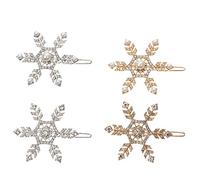 Vaguelly Snowflake Hair Clips 4Pcs Mixed Colour Rhinestone Pearl Hair Barrettes Hairpins Alloy Hollow Design for Girls Weddings Party Prom Birthdays