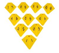 Vaguelly Soccer Training Marker Cones Yellow Triangle 10pcs | PE Material, High Visibility Design, Quick Setup, for Coaches and Teachers on Courts