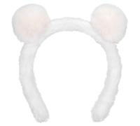 Vaguelly Soft Plush Bear Ears Headband Adjustable Headband Fluffy Accessory for Makeup and Skin Care for Women and Girls White