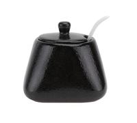 Vaguelly Spice Jar Salt Container Pot Ceramic Space Saving and Safe Use with Lid and Spoon Black Condiment Container for Home Kitchen Use for Pepper and Cinnamon