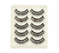 Vaguelly Stage False Lashes 5 Pairs Black Chemical Fiber Hard Stem for Halloween Party Eye-enlarging Effect Lightweight False Eyelashes