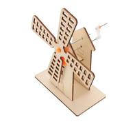Vaguelly Stem Windmill Building DIY Wooden Hand Crank Wind Turbine with Transparent Gear Transmission Educational Mechanical Science Experiment Kit for S Engineering Learning