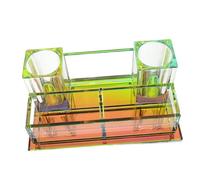 Vaguelly Sturdy Double Microphone Stand Crystal Desktop Mic Holder Tabletop Crystal Microphone Base