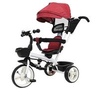 Vaguelly Tricycle Stroller Bike Red Plastic and Metal 120x115x50cm Sunshade for Toddlers 1-3 Years Lightweight Portable Adjustable for Outdoor Travel Family Outings