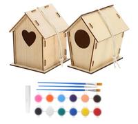 Vaguelly Unfinished Boys and Girls Graffiti Birdhouse Hand-painted Wooden Craft Kit for Creative Boys and Girls