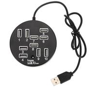 Vaguelly USB Hub 10 Ports USB Adapter Multiple Port Low Power Consumption Persistent Power Supply Black Abs Material Controller for Laptop Desktop Card Reader Hard Disk