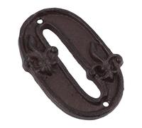 Vaguelly Vintage Cast Iron Door Number with Hammered Antique Finish Metal House Address Sign for Wall Gate Includes Matching Screws DIY Decorative Plaque for Home and Garden