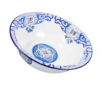 Vaguelly Vintage Enamel Mixing Bowl 36cm Blue Enamelware Basin for Kitchen Dough and Salad Washing Fruit Mixing Soup Ramen Bowl Classic Home Use