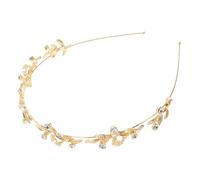 Vaguelly Vintage Gold Tone Alloy Leaf Headband with Rhinestone Embellishments Wedding Hairband Crown for Brides and Elegant Bridal Tiara Hair Accessory for Formal Occasions