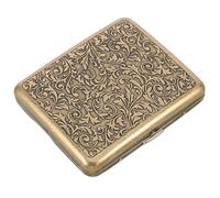 Vaguelly Vintage Metal Cigarette Case 20pcs Golden Pocket Holder | Easy Open Spring Clip, Singlehanded Operation, Casual and Formal Use, Retro Style for Women and Men