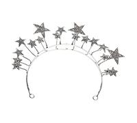 Vaguelly Vintage White Five Point Star Tiara Headband for Lightweight Elegant Festival Crown Hair Hoop for Birthday Wedding Prom Party and Cosplay Celebration
