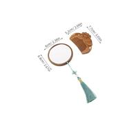 Vaguelly Vintage Wood Handheld Mirror and Comb Set with Hand-carved Detailing and Tassel Pendant Compact Travel-friendly Lightweight Grooming Kit for Makeup Touch-ups and Personal Use