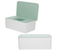 Vaguelly Wet Wipes Dispenser Box Stable Upright Storage 2pcs with Sealed Tight Lid and Flip Top Design, Portable Wipe Storage Case in Green to Reduce Clutter for Bathroom and Home Use