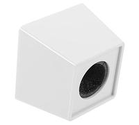 Vaguelly White Microphone Logo Cube Cover with Easy Installation and DIY Mic Logo Feature, Plastic and Foam Material Suitable for Professional Interview Microphones at Corporate Meetings