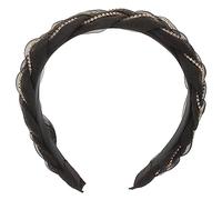 Vaguelly Wide Headband for Women Lace Turban Hairband Bridal Head Accessory Jewel Embellished Fashion