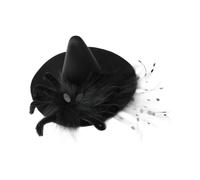 Vaguelly Wizard Hat Hairpin for Halloween Party Headdress Black Spider Web Mesh Material for Hair Fixing Headwear for Costume Hairpin Use during Spooky Celebrations