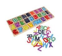 Vaguelly Wooden Alphabet Blocks Set with Storage Tray Interactive Educational Puzzle for Color Recognition and Creative Crafting Montessori Early Learning for Boys and Party Display Decor