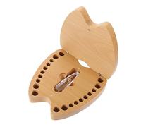 Vaguelly Wooden Baby Tooth Keepsake Box, White Ceramic Toothbrush Holder Style with Unique Shape, for Storing Lost Teeth and Recording Children’s Growth, Lovely Gift for Kids