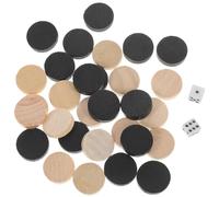Vaguelly Wooden Backgammon Pieces, 30pcs 19mm Small Backgammon Checkers with Dice Solid Wood Checker Pieces Set Board Games Table Chip Game Accessories