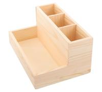 Vaguelly Wooden Nail Tool Storage Box Compact Vanity Organizer with Makeup Brush Holder and Cotton Pad Compartment for Home and Travel