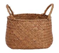 Vaguelly Woven Handmade Flower Baskets Brown Seagrass Rectangular Basket for Toilet Paper Storage and Cosmetic Organizer on Desktop