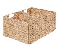 Vagusicc Water Hyacinth Wicker Storage Basket, Set of 2 Extra Large Storage Baskets for Shelves, Woven Natural Hamper Gift Basket Bathroom Storage Basket Organiser Toys Storage, 43 x 30 x 26 cm