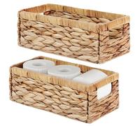 Vagusicc Water Hyacinth Wicker Storage Basket, Set of 2 Small Storage Baskets for Shelves, Woven Natural Hamper Gift Basket Bathroom Storage Basket Organiser Toys Storage, 29 x 16 x 12 cm
