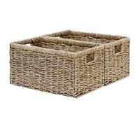 Vagusicc Wicker Basket, Baskets for Organizing, Storage Basket with Handles, Sea Grass Storage Baskets for Shelves, Bathroom, Pantry Organizers, Large Wicker Baskets (15.2x10x8.6 inch, 2 Pack)