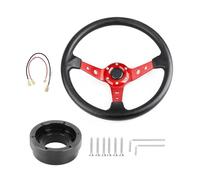 VAHAKKRMVM For Logitech G29 G920 G923 350mm 14inch Auto Sport Drifting Steering Wheels With Adapter Plate 70mm PCD(RED with black)