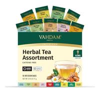 VAHDAM, Assorted Herbal Tea Sampler (18 Tea Bags, 9 Flavors) Caffeine-Free, Non-GMO | Double Infusion, Individually Enveloped Tea Bags | Herbal Tea Assortment